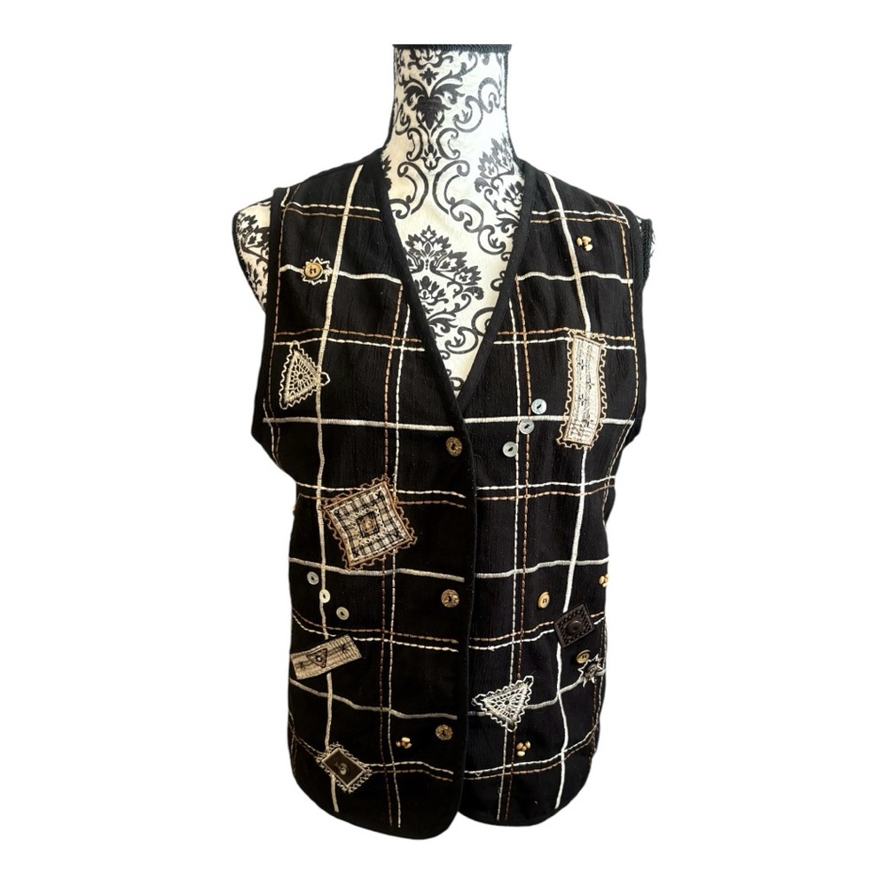 KORET Vintage Embroidered Black Vest